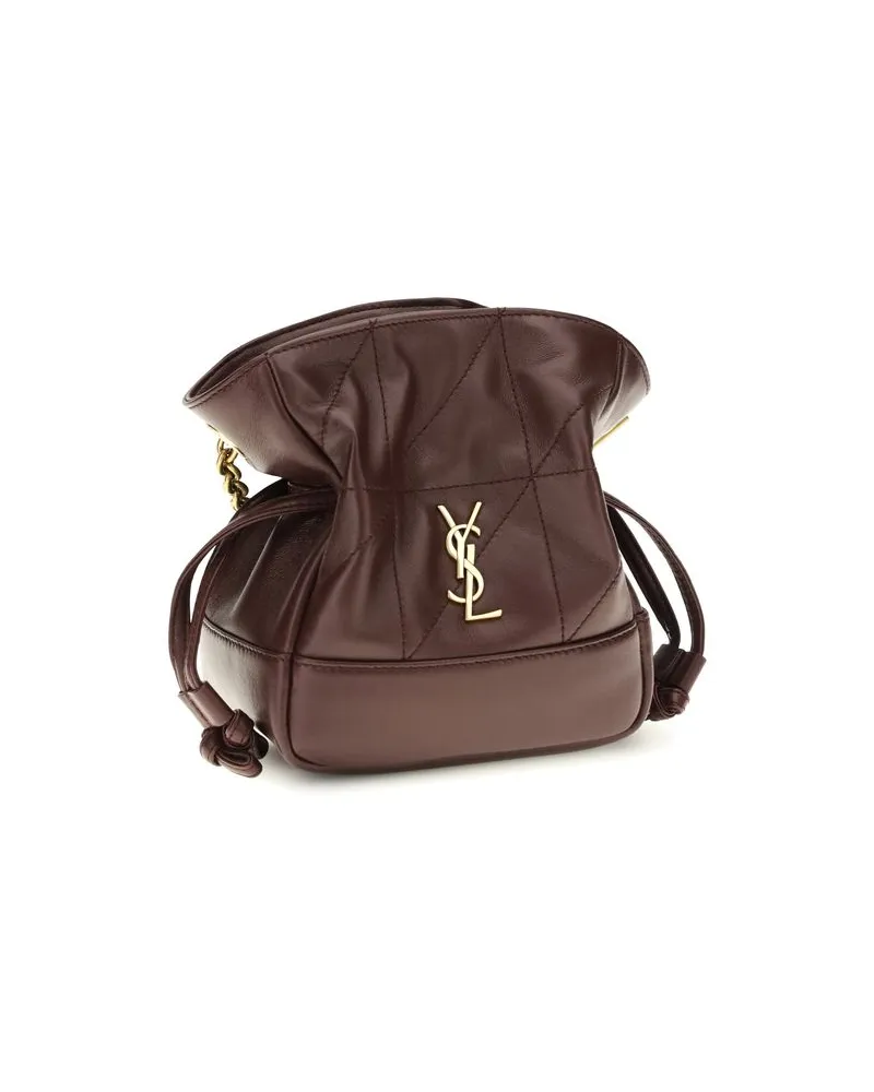 Saint Laurent Women's Bordeaux Lamb Ovis Aries Clutch Bag Brown