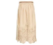 Women's Beige Linen Midi Skirt