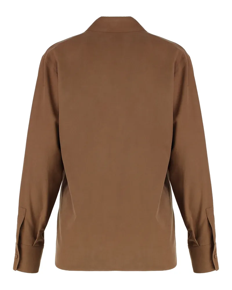 Max Mara Women's Polo Shirt Mirko Tan Silk Blouses Tan
