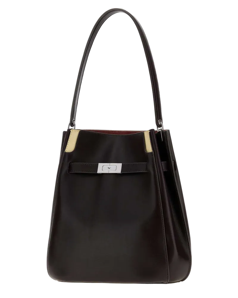 Tory Burch Lee Leather Bucket Bag — Brown Brown