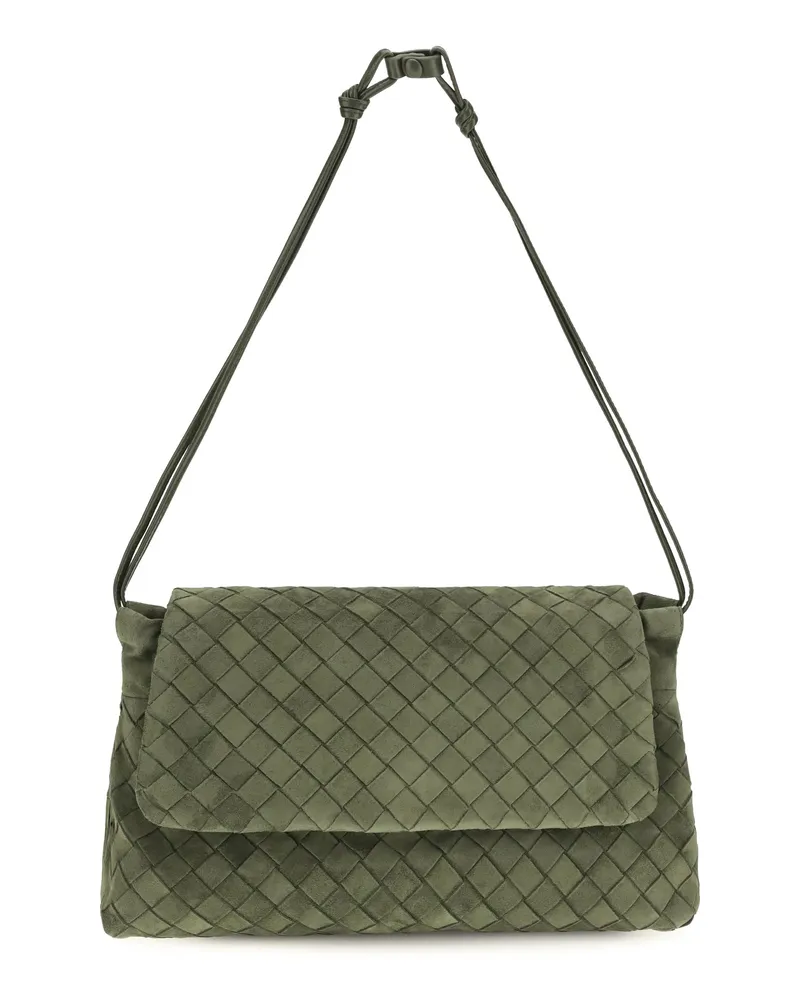 Bottega Veneta Women's Shoulder Bag Giorno Green Tweed Tweed-Gold Calf Leather (bos Taurus) Tweed/gold Green
