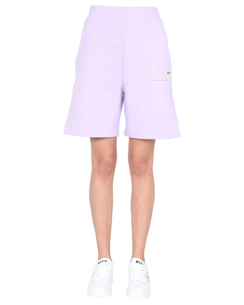 MSGM Elastic Waist Bermuda Short — Purple Purple