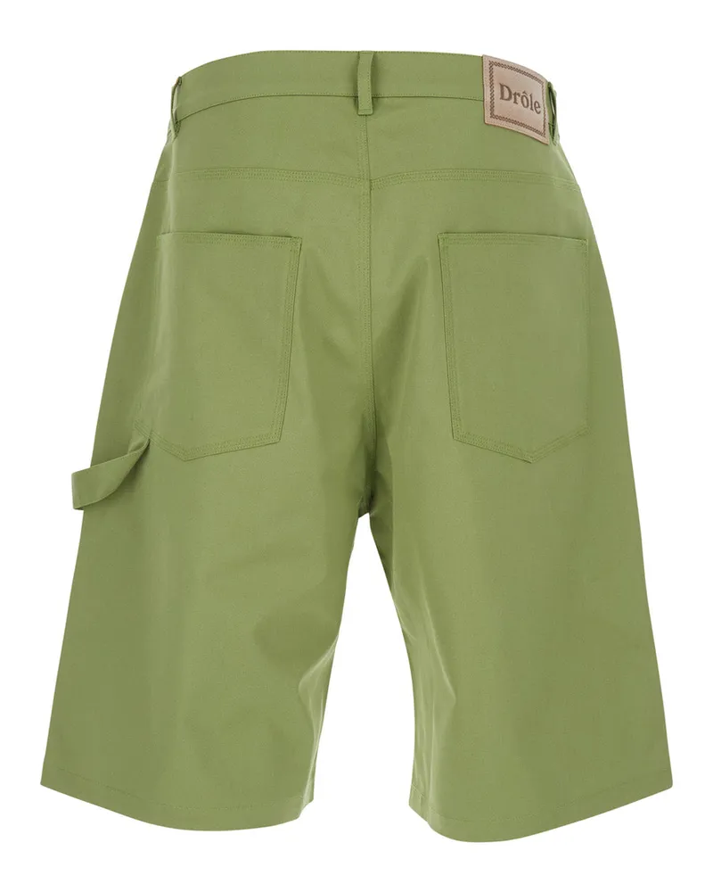 Drôle de Monsieur Men's Bermuda Shorts Green Stretch Cotton Green