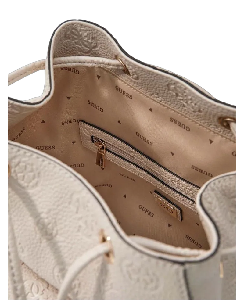 Guess Women's Backpack Off White Logo Polyurethane Beige