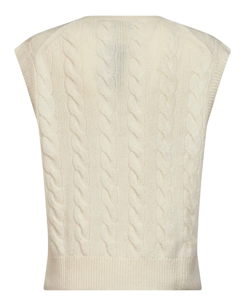 Ralph Lauren Women Cable-Knit Vest Cream Wool-Cashmere White Knitwear Sweater White