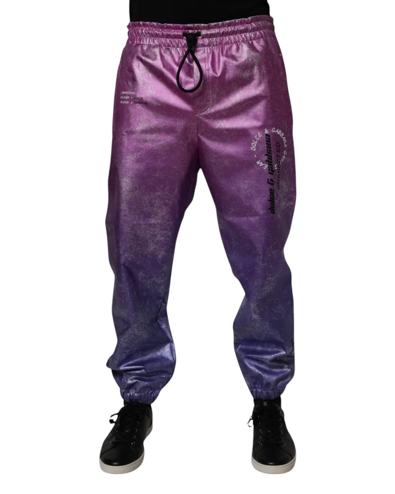 Dolce & Gabbana Men's Pink Purple Two Tone Jogger Sweatpants Pants Polyester Elastane Purple