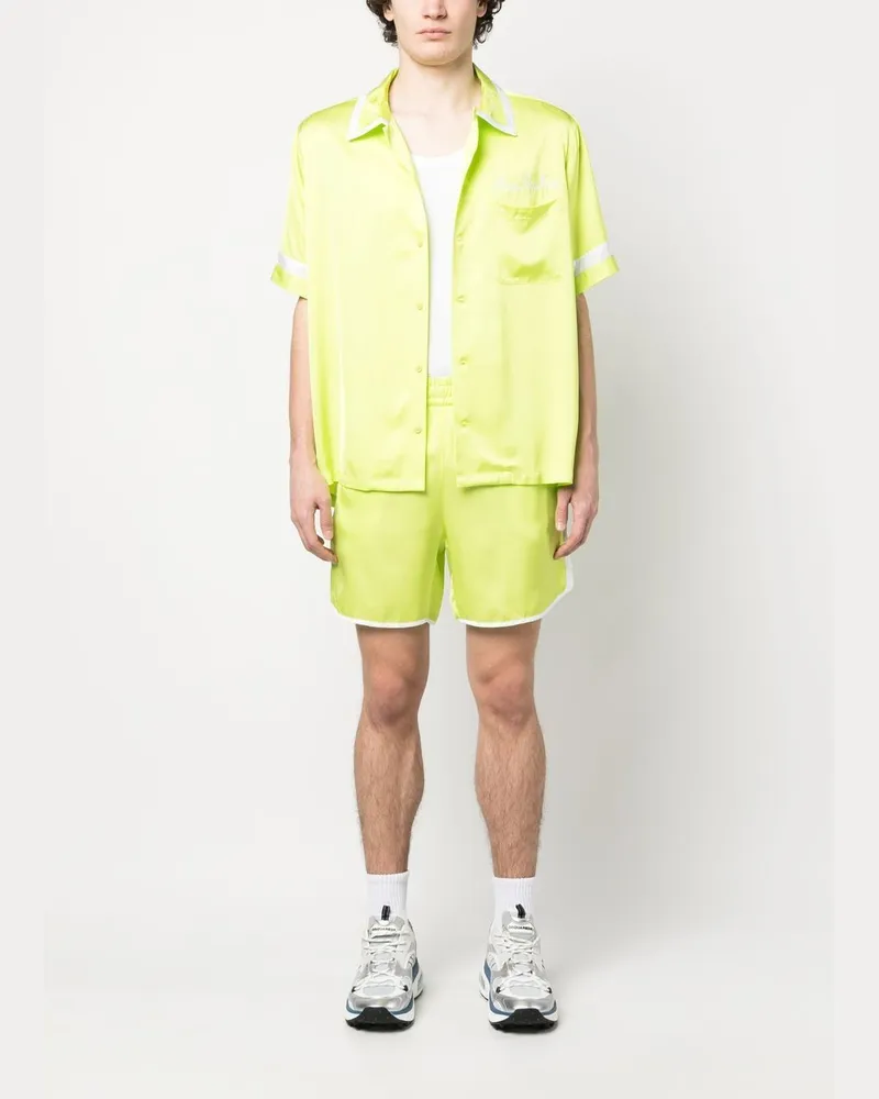 Blue Sky Inn Contrasting-Side Track Shorts — lime green Lime