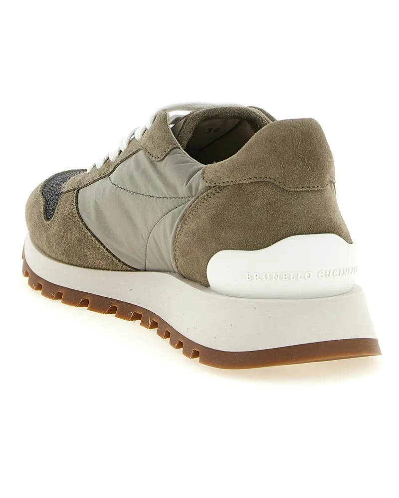 Brunello Cucinelli Women's Bicolor Polyester Athletic Sneakers Green