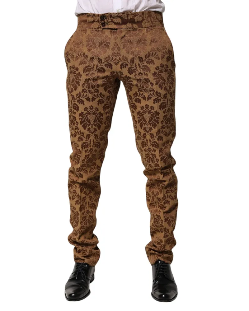 Dolce & Gabbana Floral Jacquard Trousers — Brown Brown