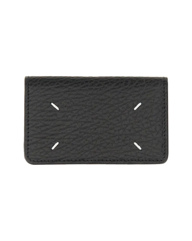Maison Margiela Compact Leather Card Wallet — Black Black