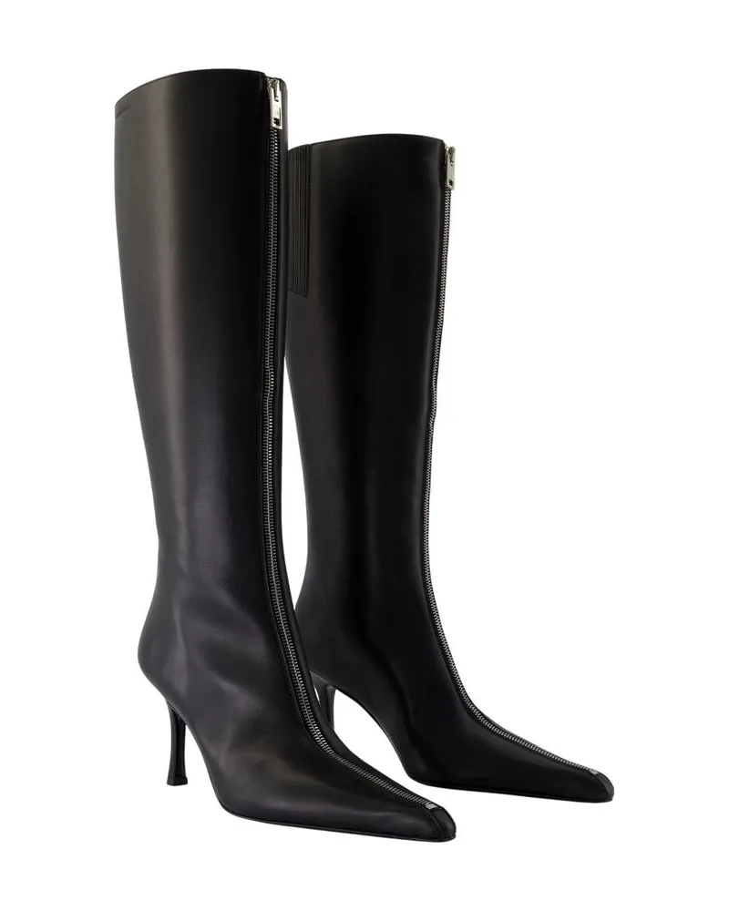 Alexander Wang Women's Vera Knee-High Boot Black Calfskin Heels Black