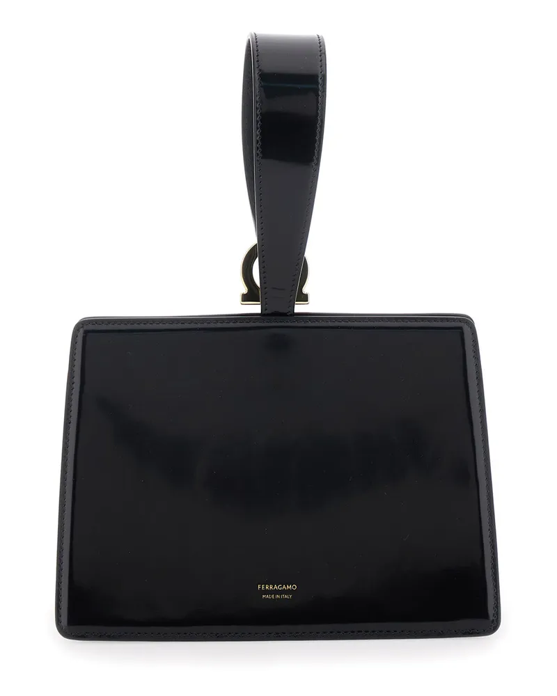 Ferragamo Gancini Press-Button Clutch — Black Black
