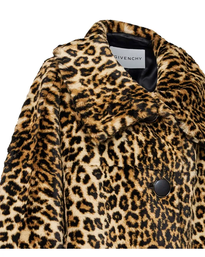 Givenchy Leopard-Print Faux Fur Coat — Beige Beige