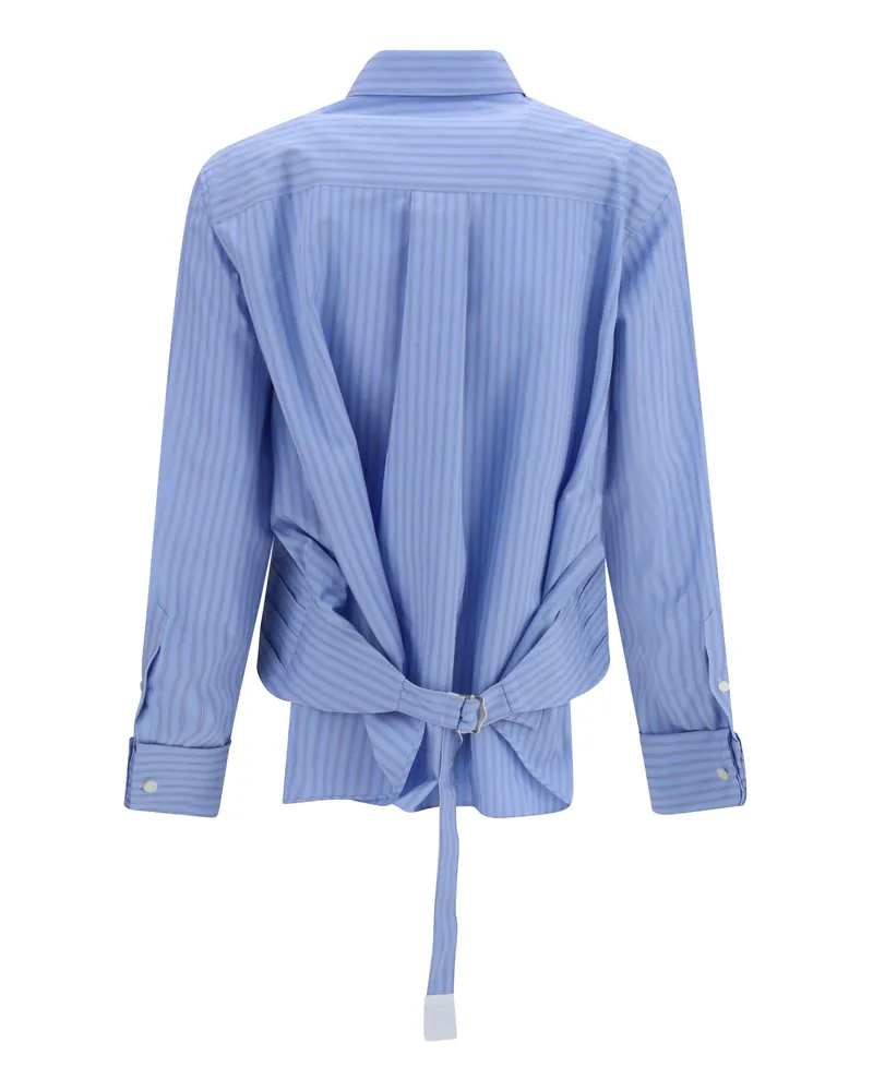 Sacai Women's Cotton Poplin Shirt With Belt L-Blue Stripe Cotton; Polyester L/blue Blue