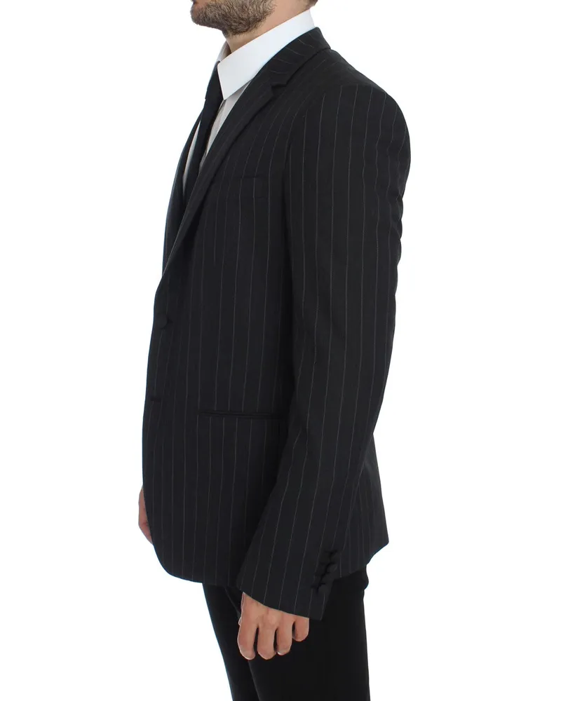 Dolce & Gabbana Men's Gray Striped Slim Fit Wool Blazer Clothing Gray