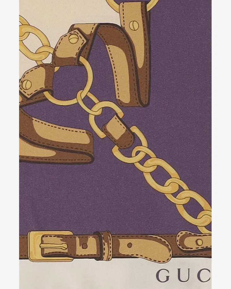 Gucci Silk Twill Printed Scarf — Purple Purple