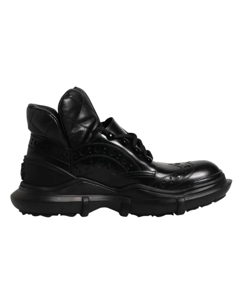 Dolce & Gabbana Black Leather Casual Mens Ankle Boots Shoes Black