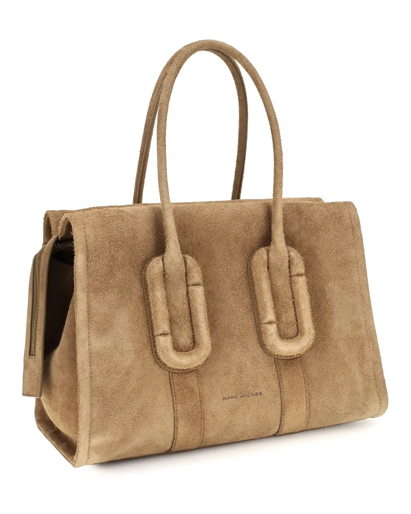 Marc Jacobs Women's Babe City Tote Suede Handbag Hazelnut Calf Leather Bos Taurus Shoulder Bags Beige