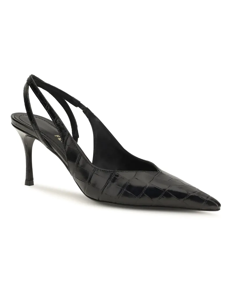 Ferragamo Crocodile-Effect Leather Slingback Heel — Black Black