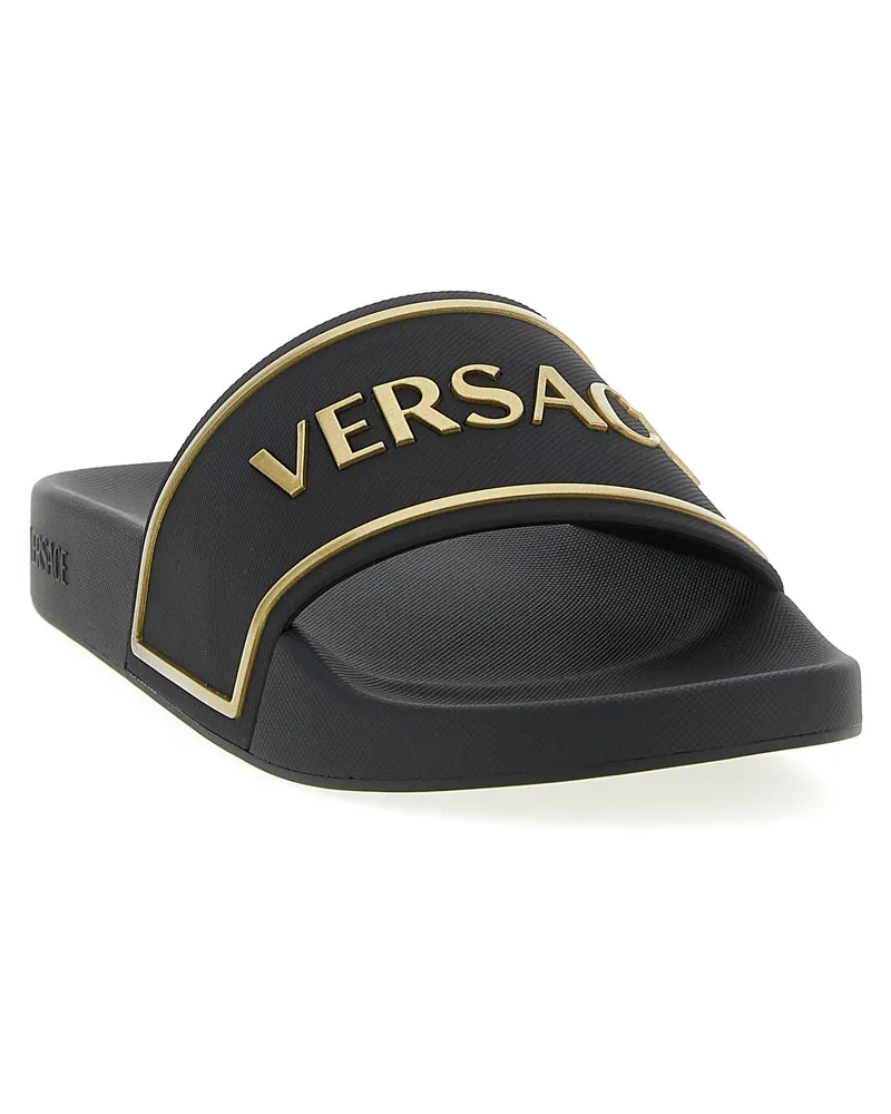 Versace Men's Black Polyurethane Slides Shoe Black