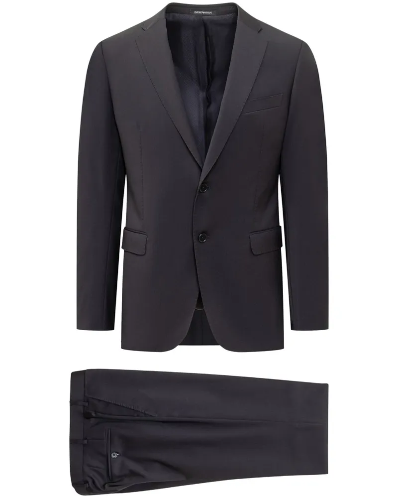 Emporio Armani Single-Breasted Wool Blazer — Dark Grey Dark