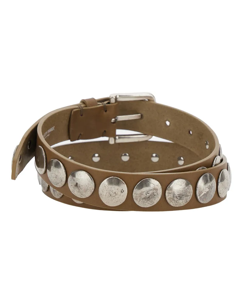 Golden Goose Women's Belt Studded Leather Brown Cowhide Brown