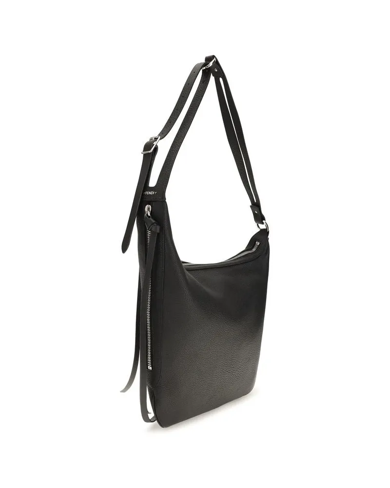 Fendi Calfskin Leather Shoulder Bag — Black Black