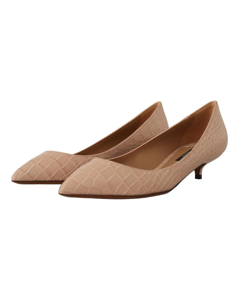 Dolce & Gabbana Women's Beige Leather Platform Pumps Beige