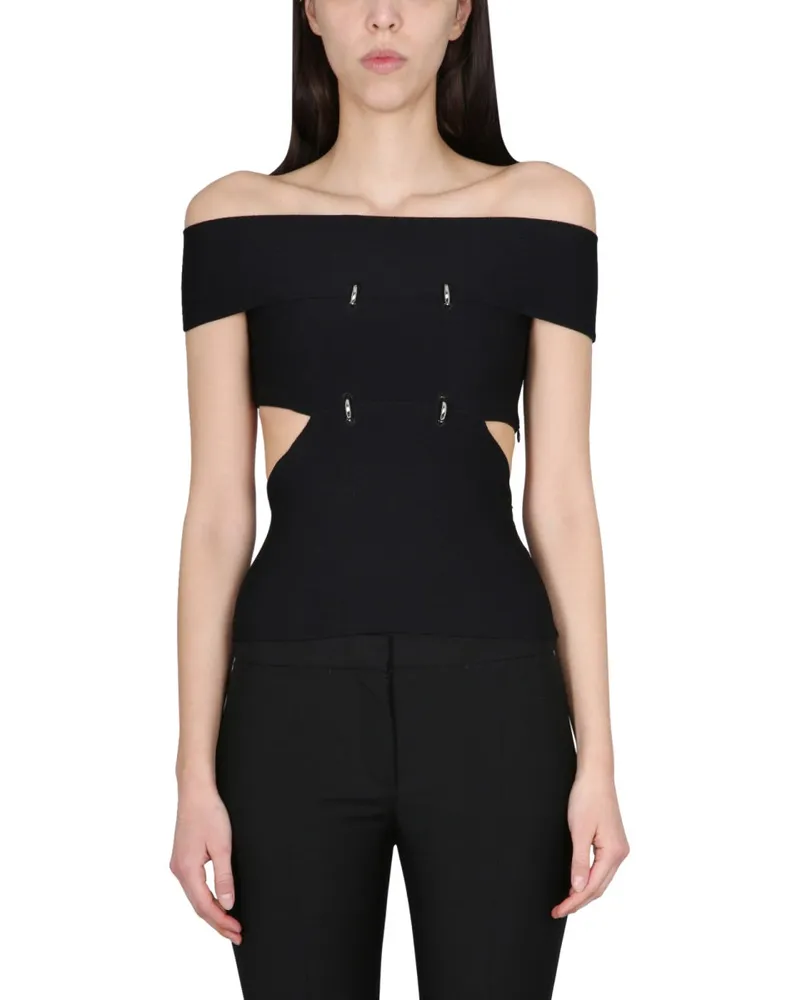 Alexander McQueen Cut-Out Viscose Blouse — Black Black