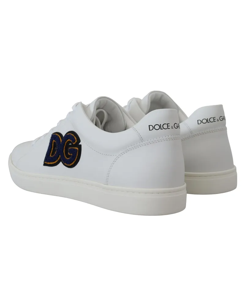 Dolce & Gabbana Men's White Leather Dg Logo Casual Sneakers Shoes White