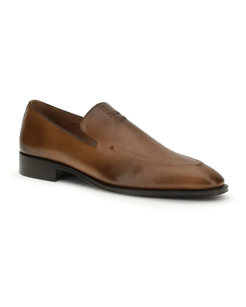 Miu Miu Women's Leather Loafers Cognac Calf Cognac