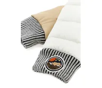 Two-Tone Nylon and Leather Gloves — White