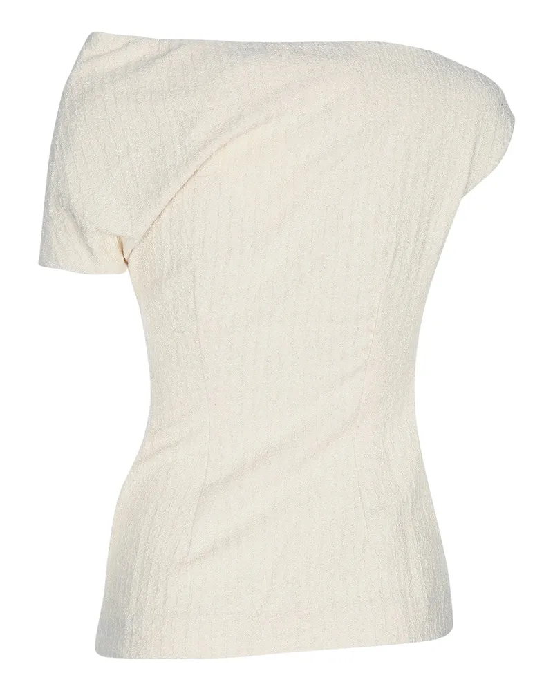 Totême One-Shoulder Cotton Sweater — Ecru Ecru