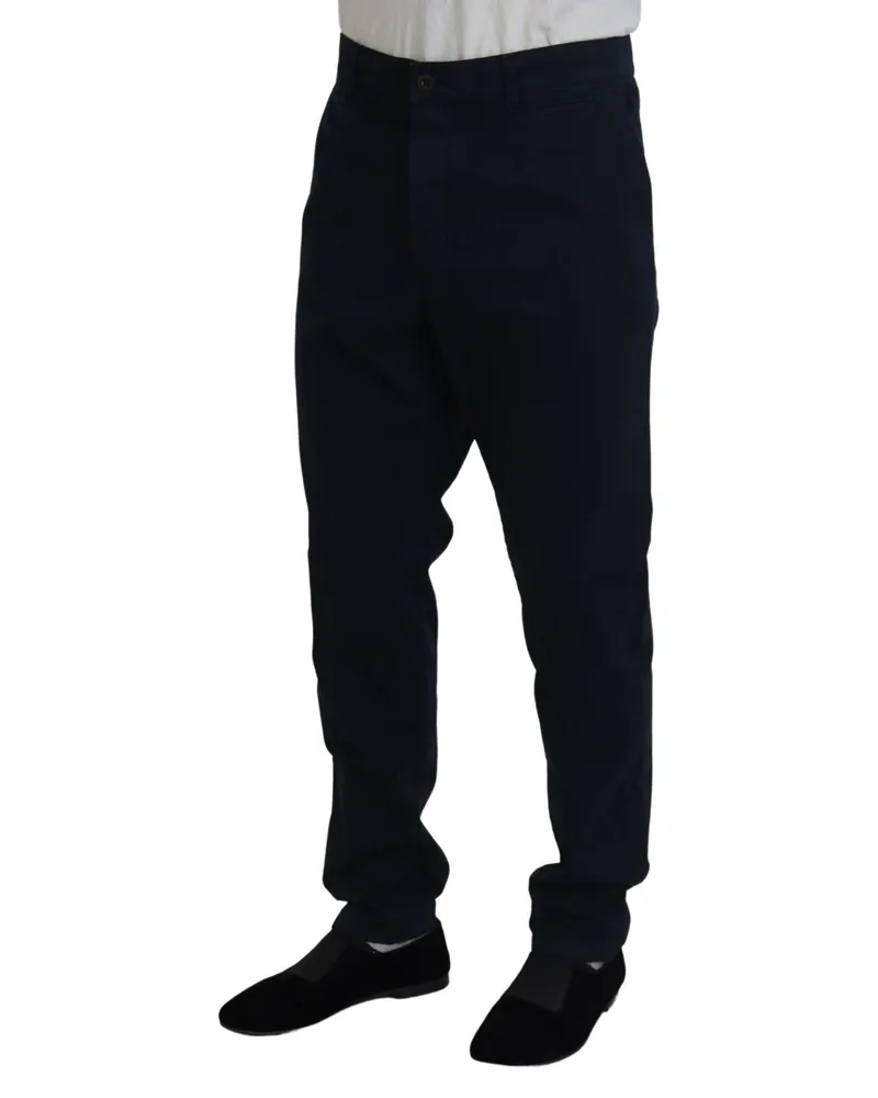Dolce & Gabbana Blue Cotton Dress Formal Men Pants Navy