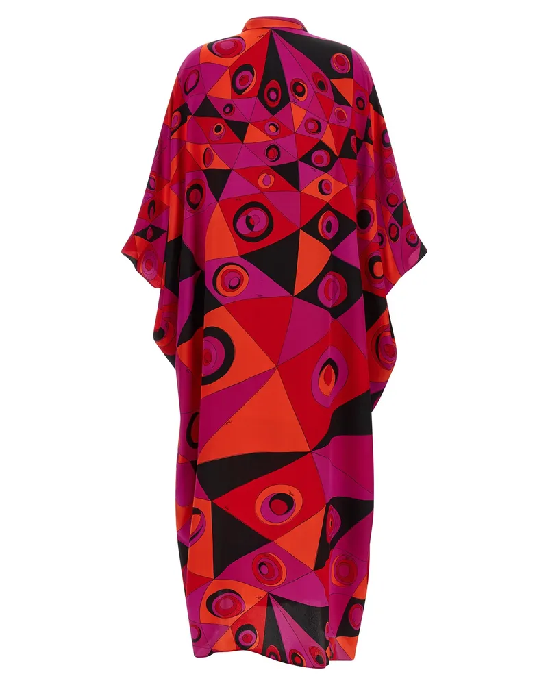 Emilio Pucci Women's Fuchsia Silk Long Dress Multicolor