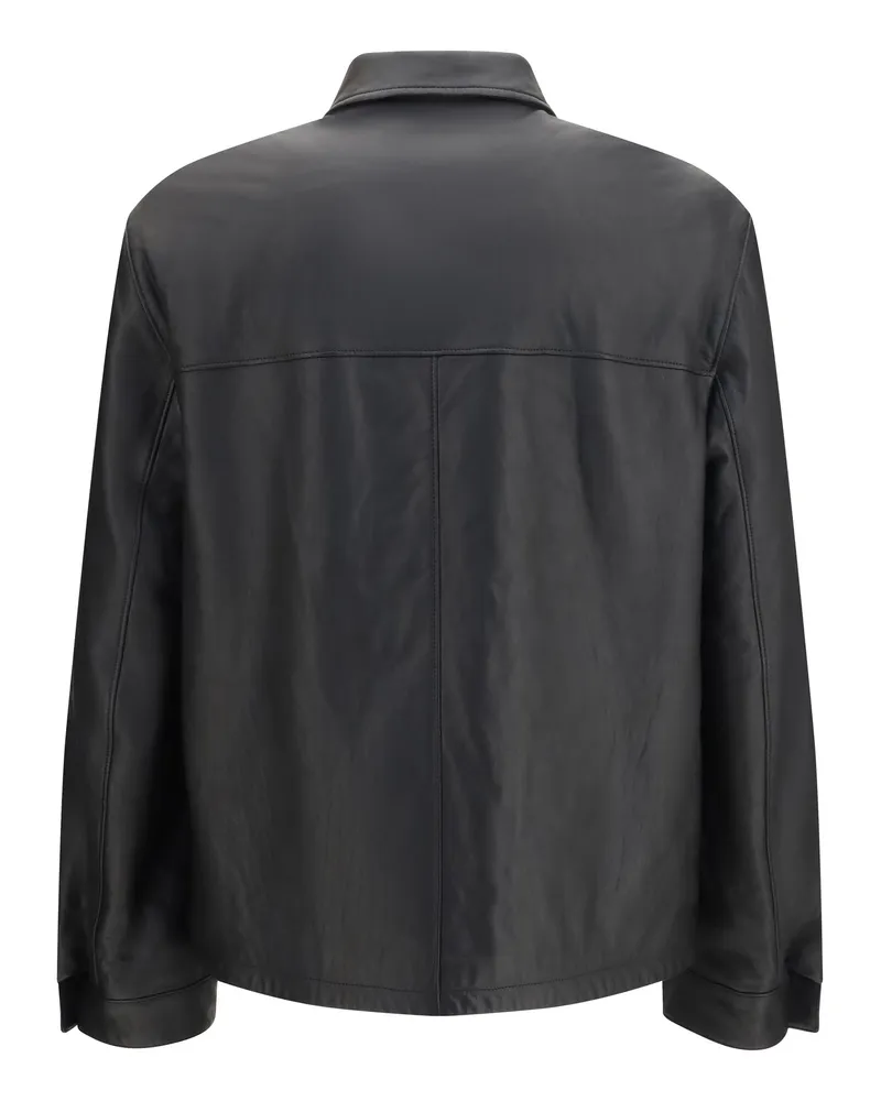 Prada Men's Nappa Leather Jacket Nero Lamb Ovis Aries Black