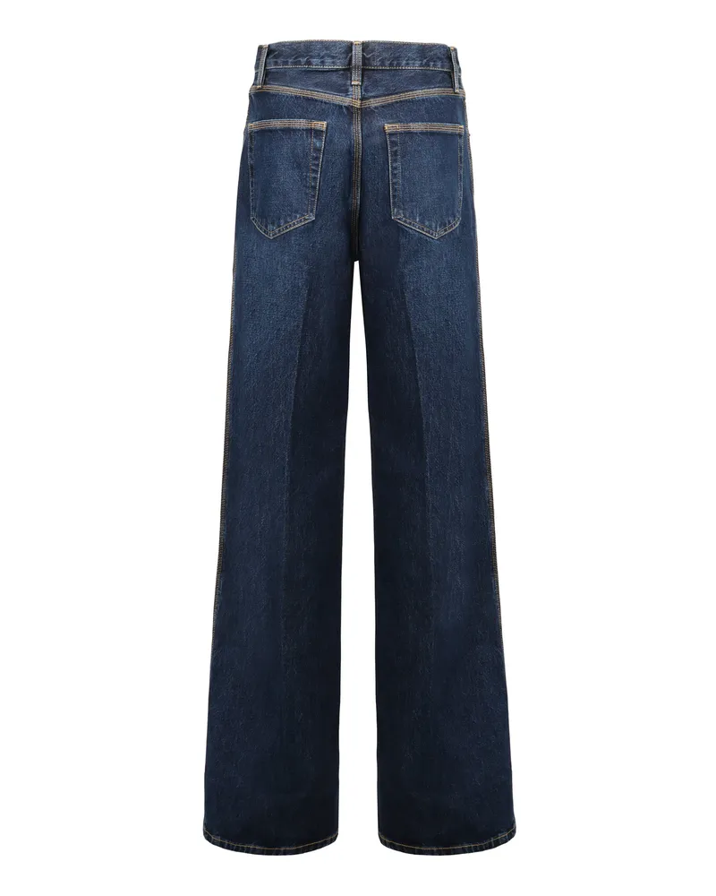 Frame Denim Women's Jeans Wide-Leg Blue Cotton Blue