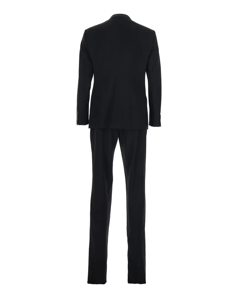 Giorgio Armani Single-Breasted Virgin Wool Pant Suit — Black Black