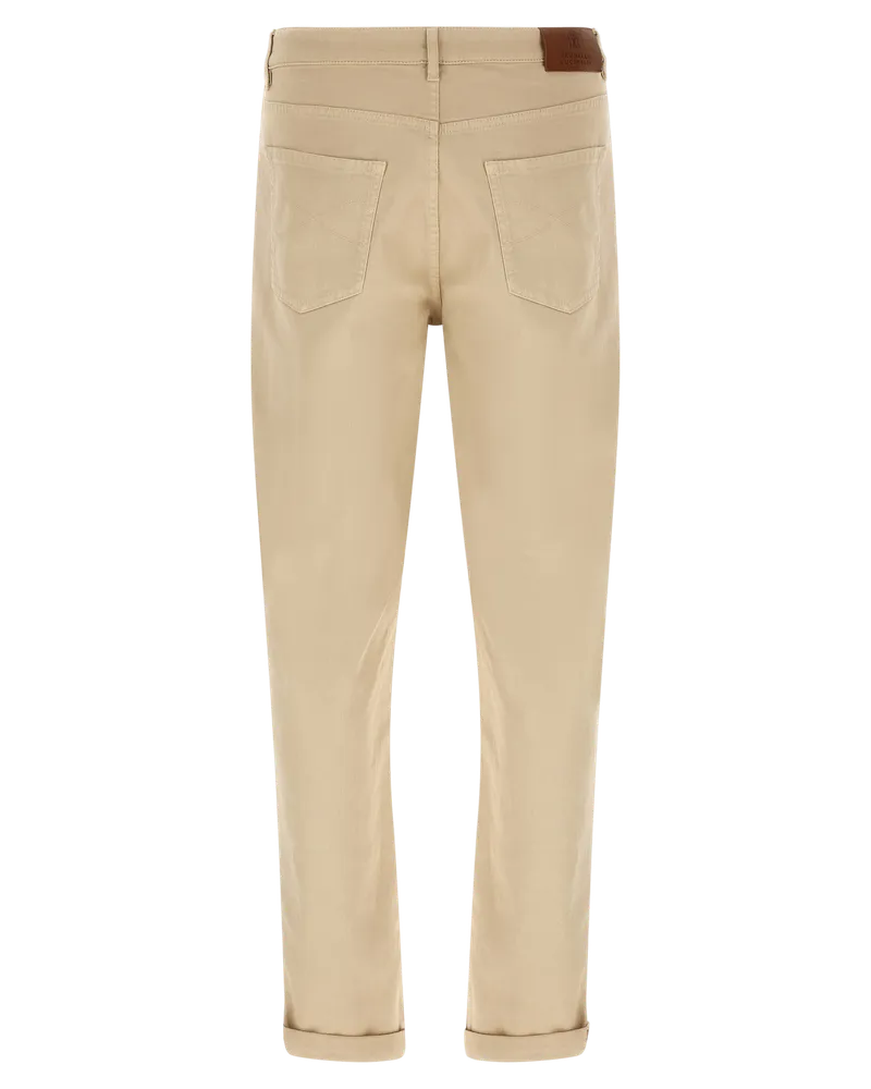 Brunello Cucinelli Men's Beige Cotton Tapered Jeans Clothing Beige