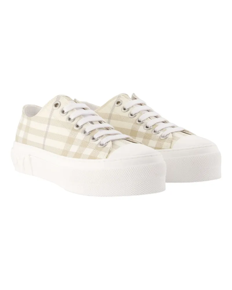 Burberry Women's Jack Large Check Sneakers Nylon Ivory Shoes Ivory