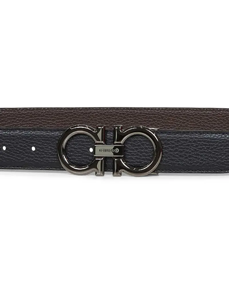 Ferragamo Men's Belt Gancini Reversible Black Leather Calf Black