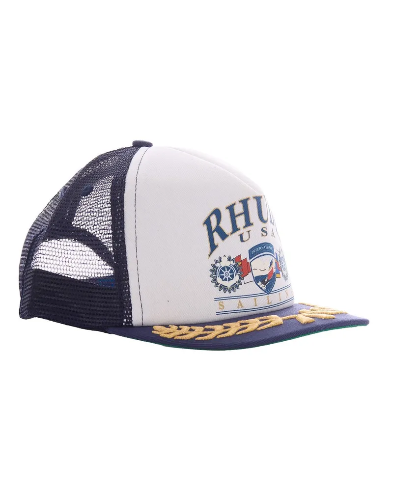 RHUDE Men's Trucker Cap Usa Sailing Navy-White Cotton; Contrast: Polyester Hat Navy/white Navy