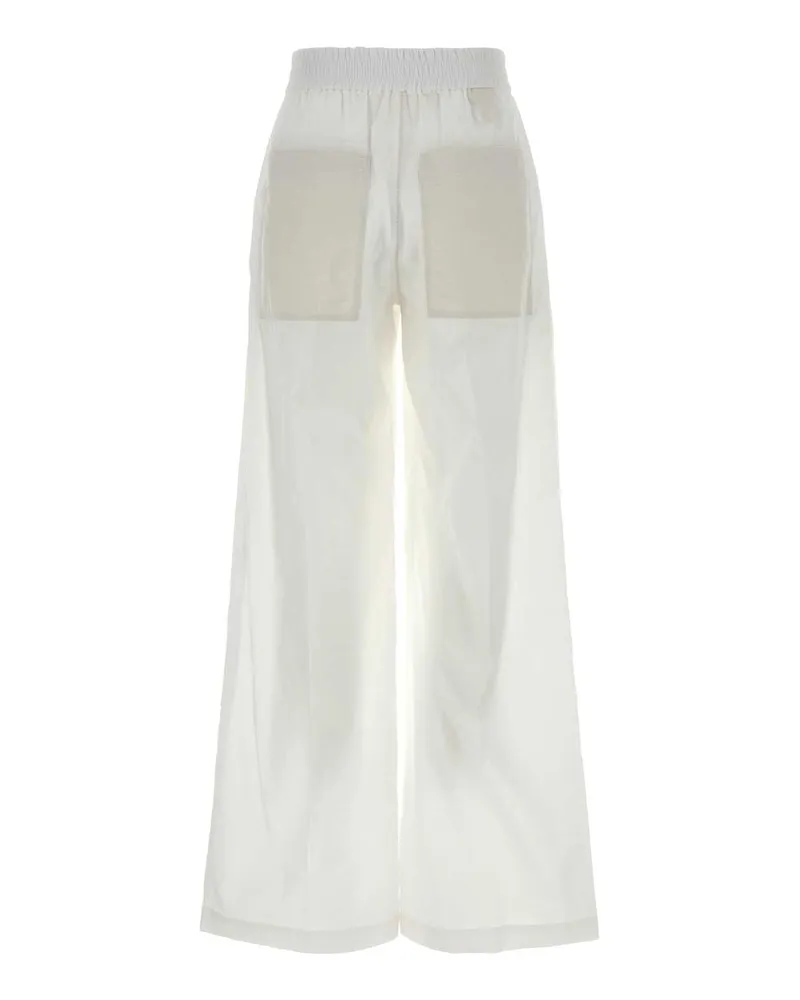 Brunello Cucinelli Cotton Blend Wide-Leg Trouser — White White