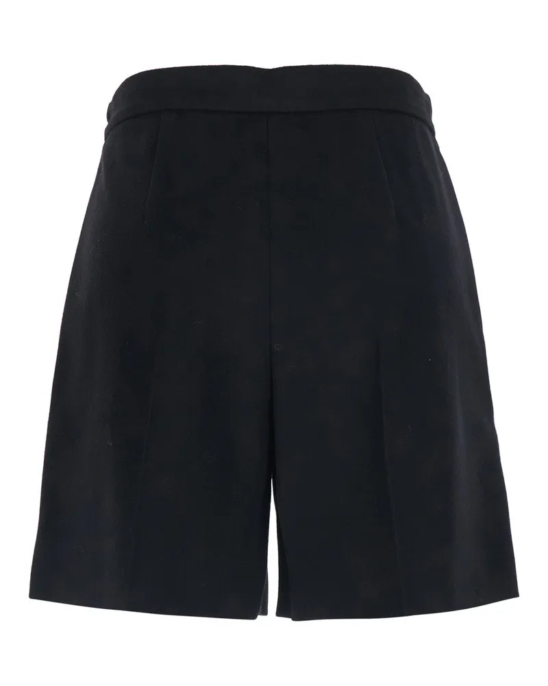 Max Mara Wool Pleated Bermuda Shorts — Black Black