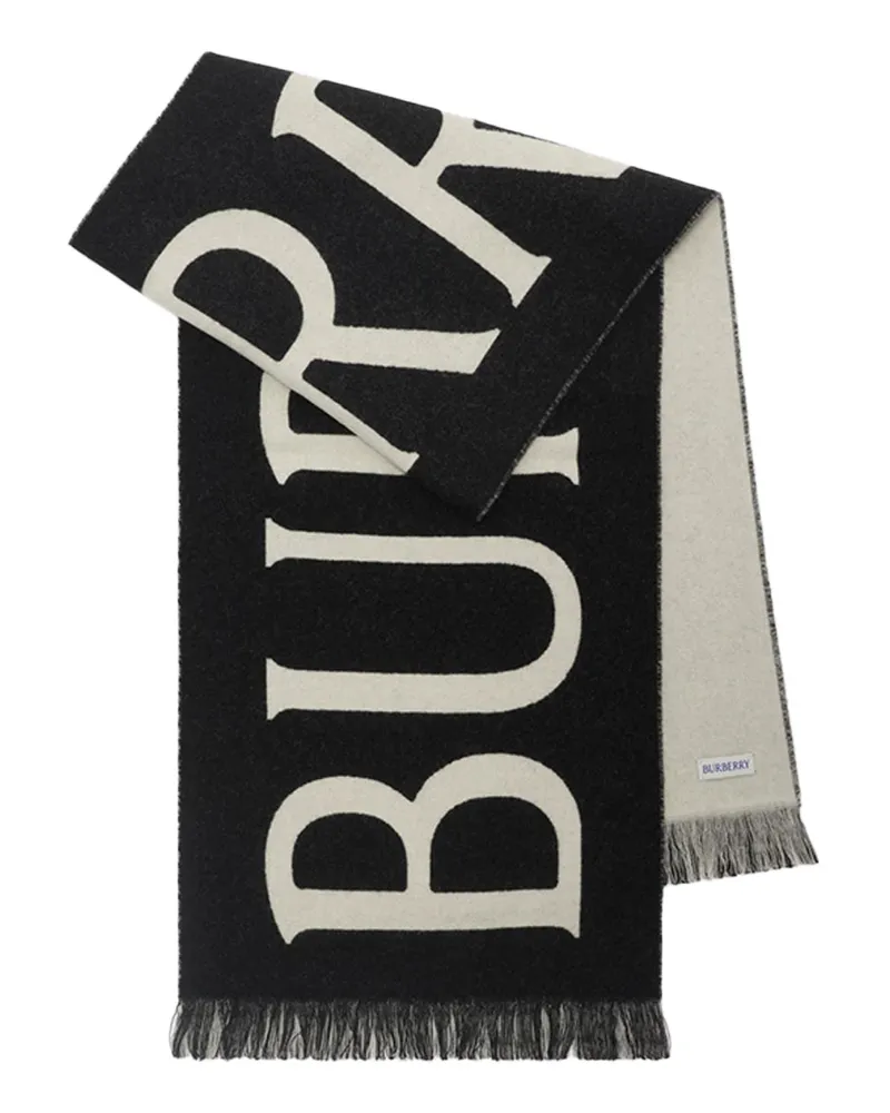 Burberry Logo Jacquard Scarf — Black Black