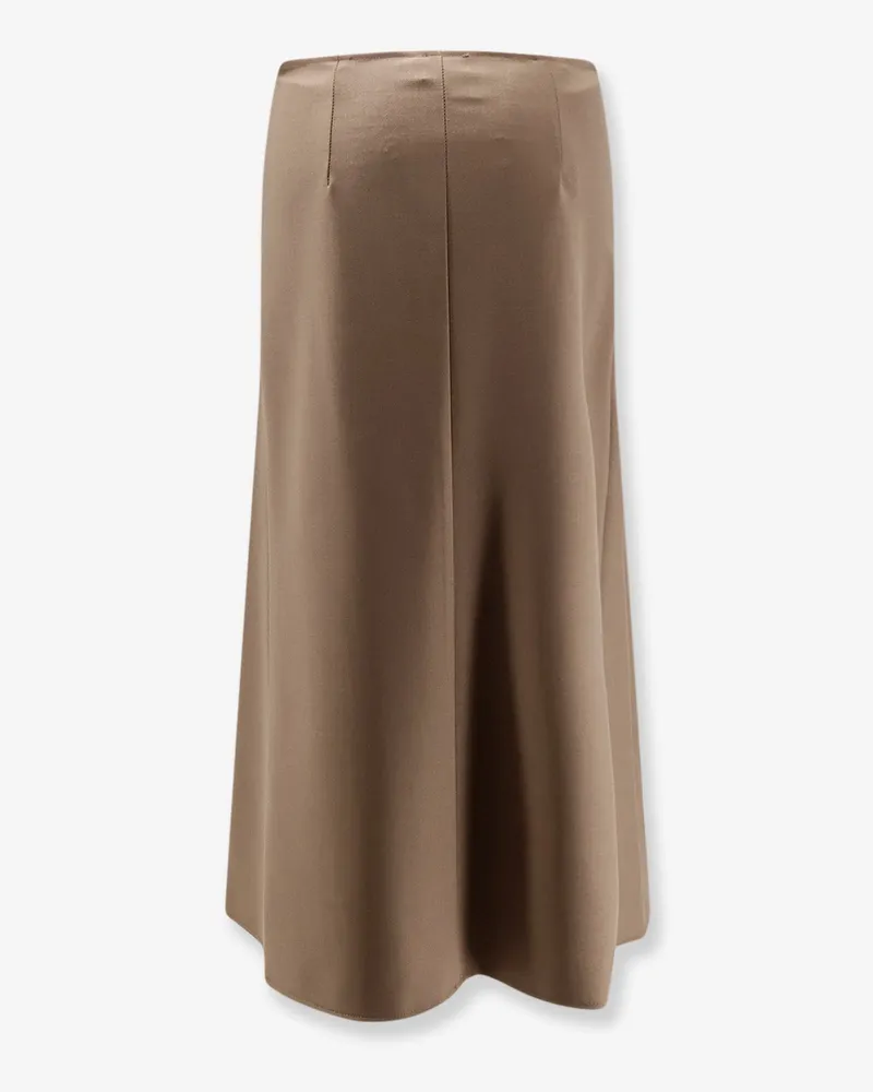 NUDE Women's Long Skirt Brown Wool Blend Brown