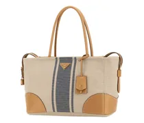 Women's Canvas And Leather Shopping Tote Beige