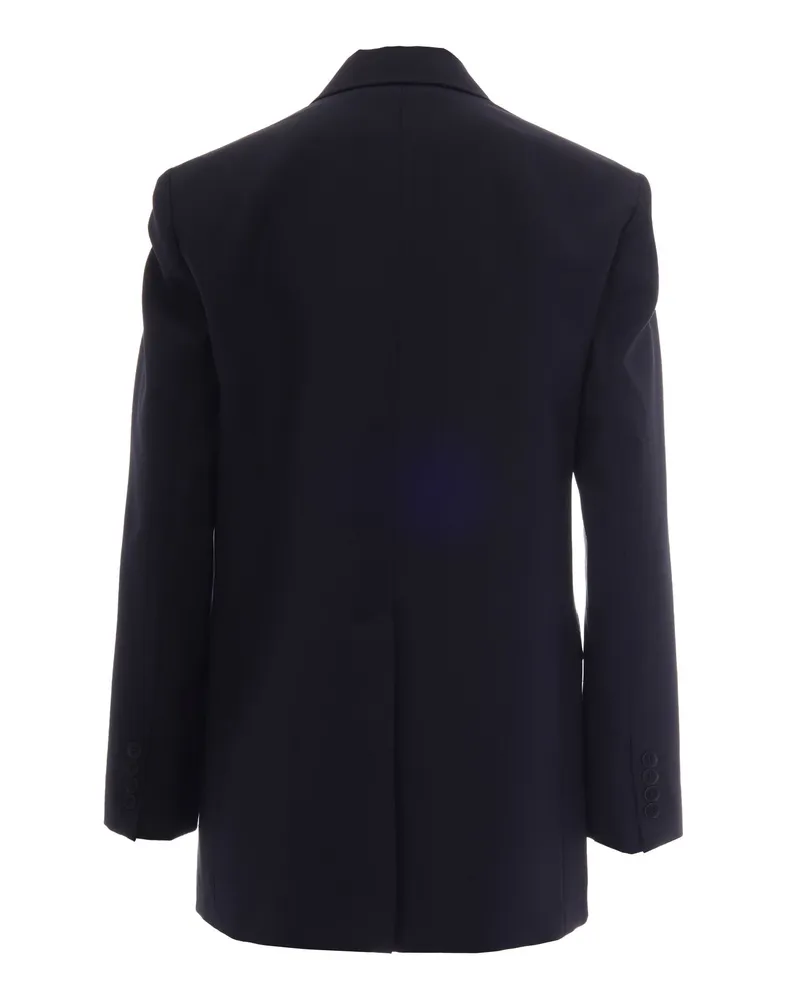 Max Mara Women's Single-Breasted Blazer Blue Virgin Wool Jacket Blue