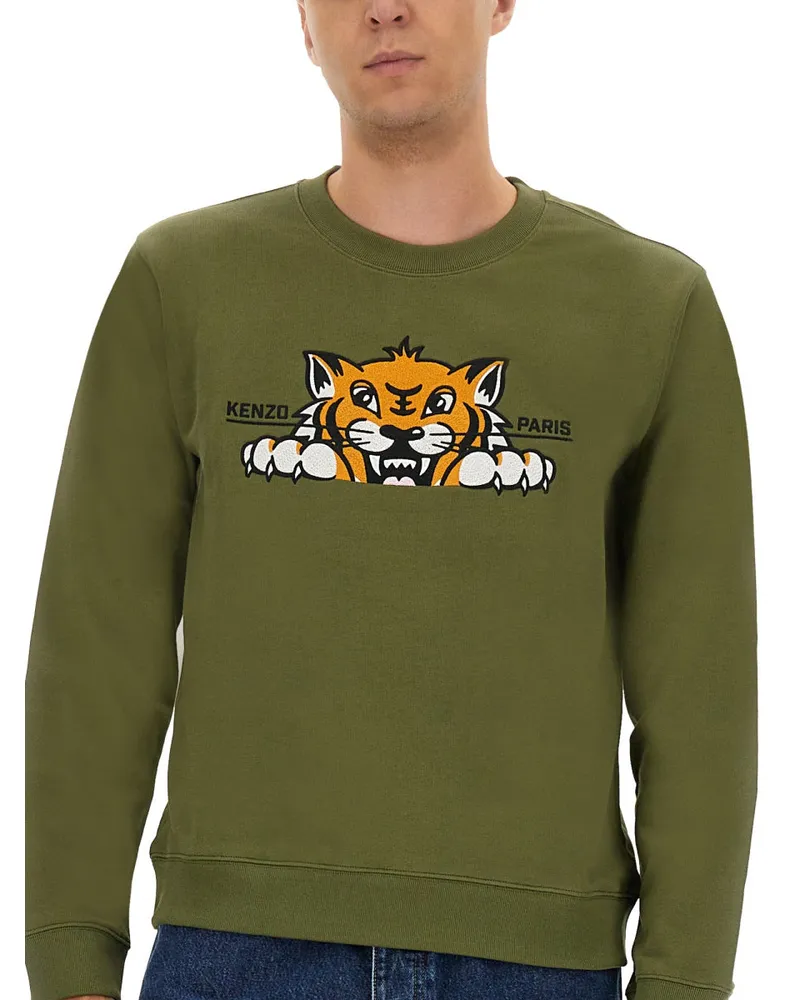 Kenzo Slim Fit Cotton Sweatshirt — Green Green