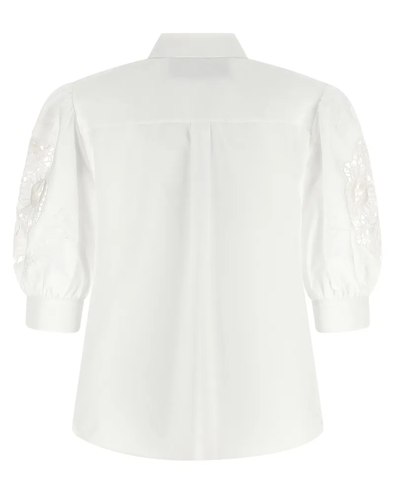 Valentino Garavani Macramé Puff-Sleeve Blouse — white White